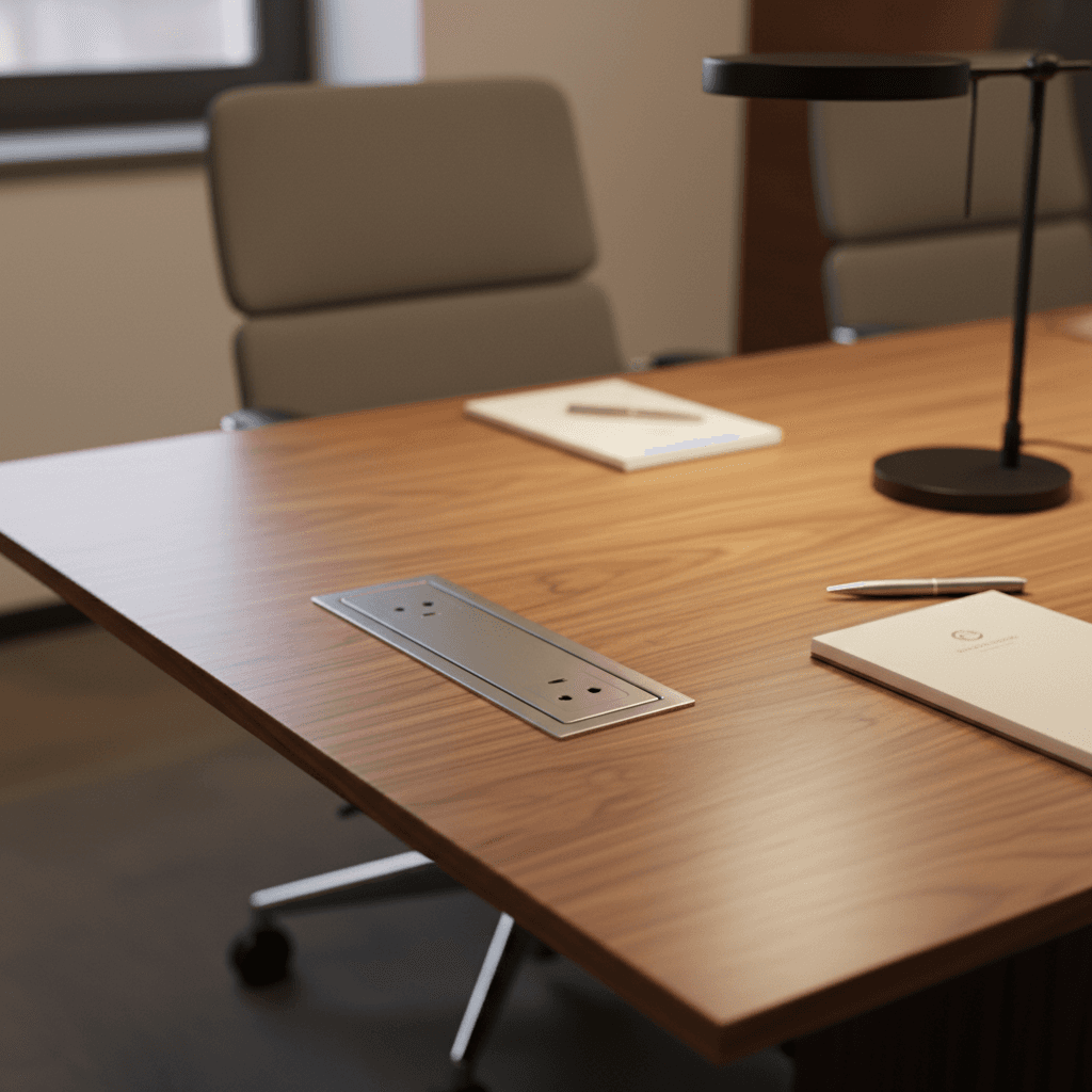 Détail de la table de réunion et configuration professionnelle